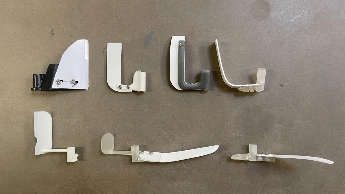 Multiple failed dough beater prototypes